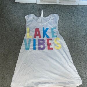 Lake Vibes White Graphic Tank Top